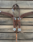Light Oil Honeycomb Clear and Stars One Ear / Breastcollar Tack Set 