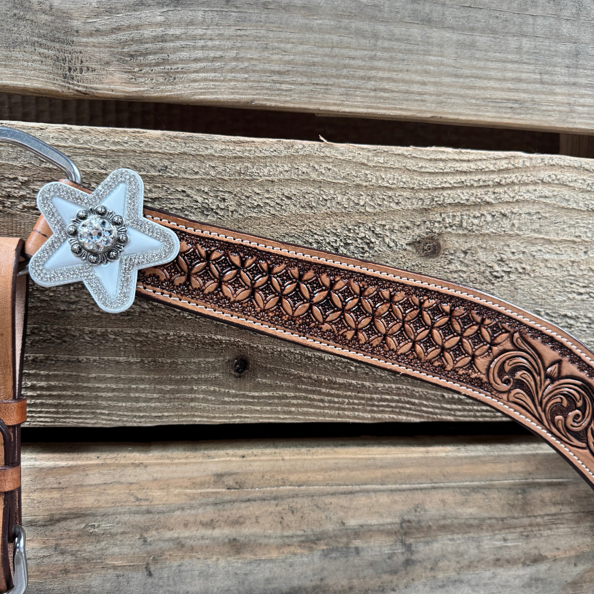 Light Oil Honeycomb Clear and Stars One Ear / Breastcollar Tack Set 