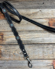 Genuine Leather Dog Collar or Leash with Copper Turquoise & Clear Conchos 10" - 22"|W138|DC78