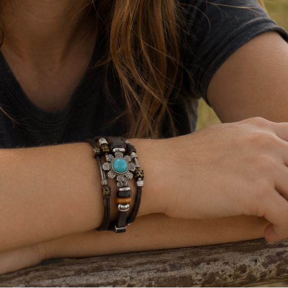 Western Flower Fashion Turquoise Bracelet