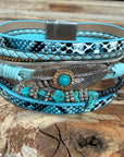Blue Boho Multi Strand Wrap Bracelet