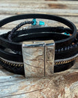 Black Boho Multi Strand Wrap Bracelet