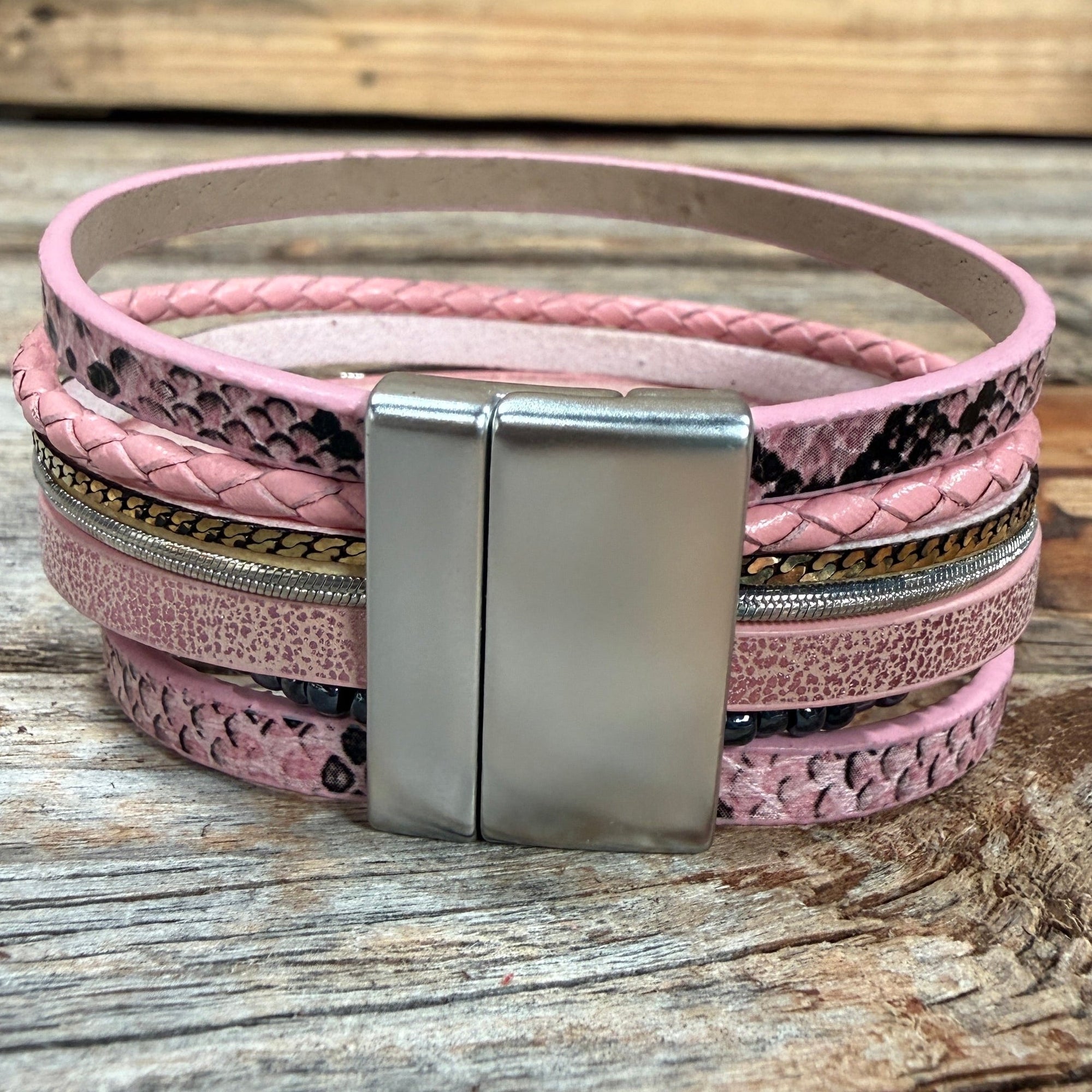 Pink Boho Multi Strand Wrap Bracelet