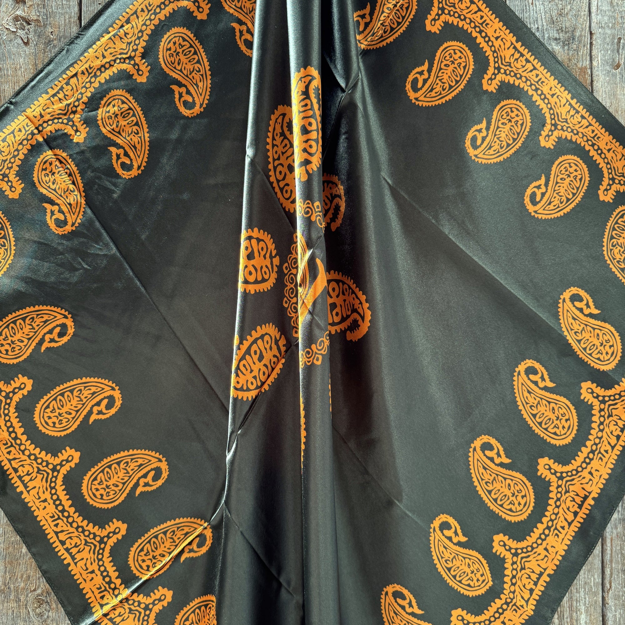 35X35" Dark Olive &amp; Orange Paisley Wild Rag | Scarf WR3453