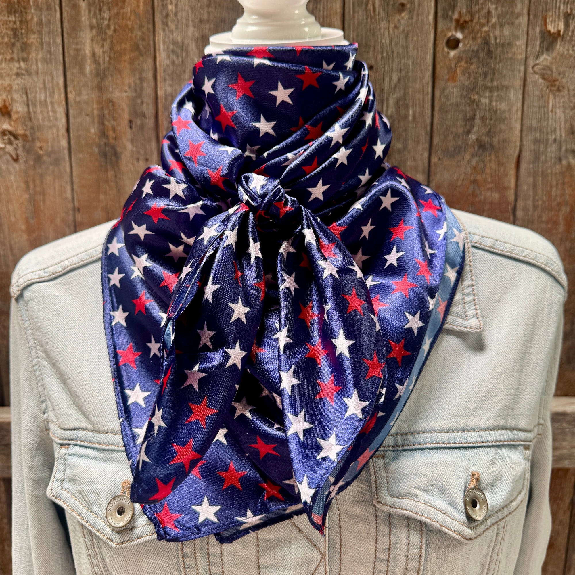 35X35" Red, White &amp; Blue USA Star Wild Rag | Scarf WR3463