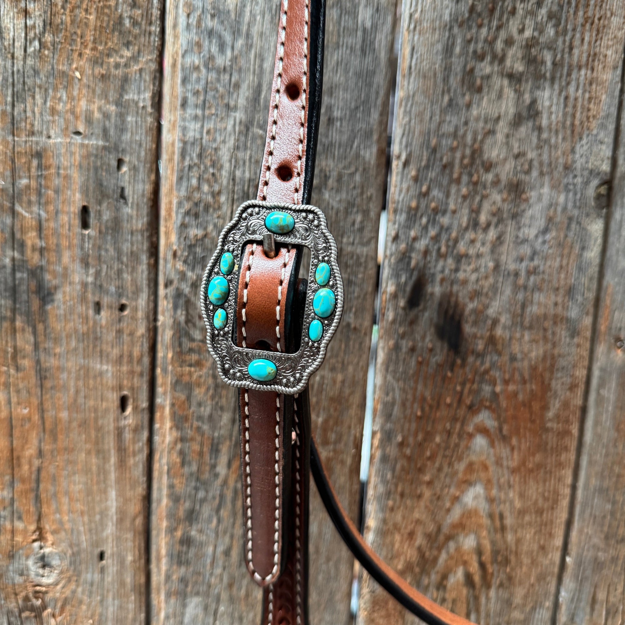 Draft Medium Oil Basketweave Turquoise Browband 