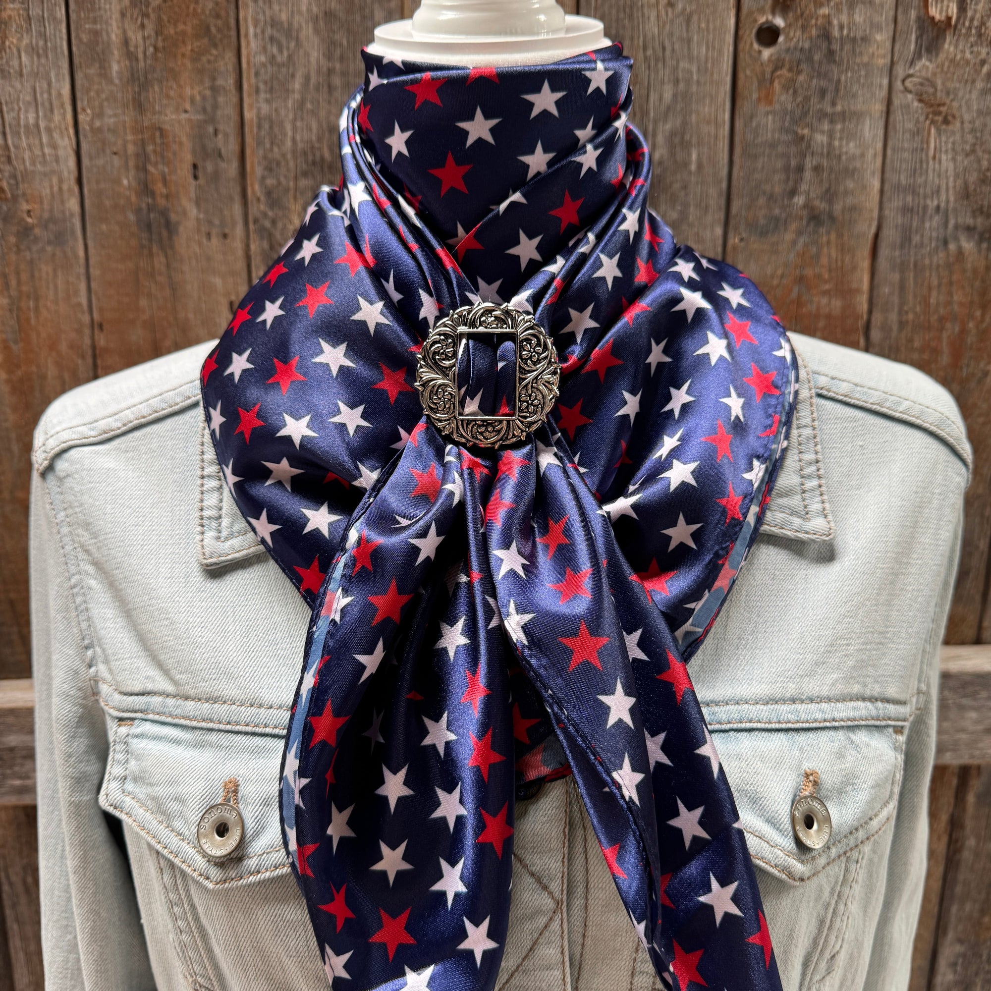 35X35" Red, White &amp; Blue USA Star Wild Rag | Scarf - W238B WRC3463B
