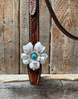 Draft Medium Oil Floral White and Turquoise V-Browband 