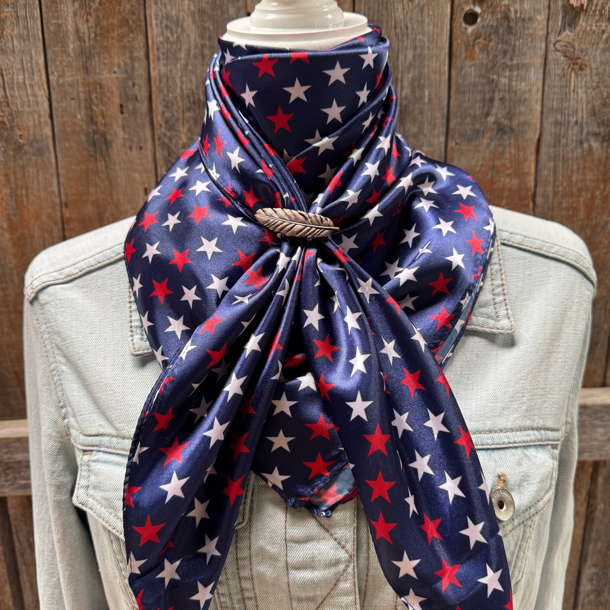 35X35" Red, White &amp; Blue USA Star Wild Rag | Scarf - W169 Slide WRC3463C