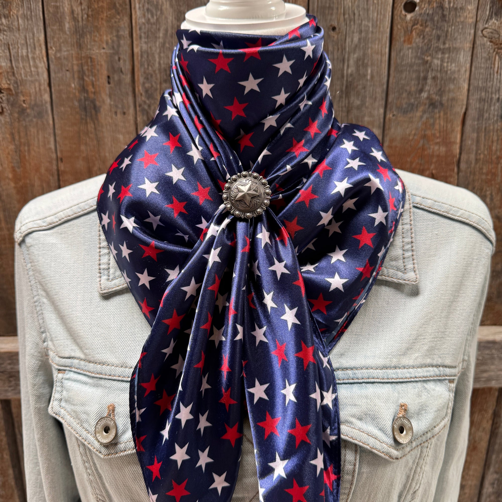 35X35" Red, White &amp; Blue USA Star Wild Rag | Scarf - W174 Slide 