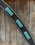 Dark Oil Silver Dot Antique Silver Turquoise Browband | One Ear Tack Set