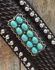 Dark Oil Silver Dot Antique Silver Turquoise Browband | One Ear Tack Set