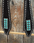 Dark Oil Silver Dot Antique Silver Turquoise Browband | One Ear Tack Set