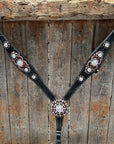 Black Floral AB Browband | One Ear Tack Set