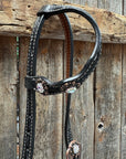 Black Floral AB Browband | One Ear Tack Set