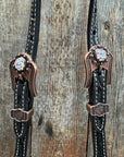 Black Floral AB Browband | One Ear Tack Set