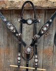 Black Floral AB Browband | One Ear Tack Set