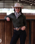 OLIVE SOLID PERFORMANCE RODEO SHIRT