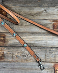 Genuine Leather Dog Collar or Leash With Antique Silver Southwest Conchos 12" to 22" W201S | DC79