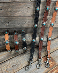 Genuine Leather Dog Collar or Leash With Antique Silver Southwest Conchos 12" to 22" W201S | DC79