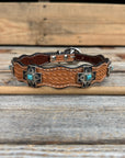Genuine Leather Dog Collar or Leash With Antique Silver Southwest Conchos 12" to 22" W201S | DC79
