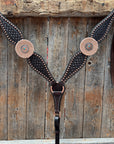Copper Dot Honeycomb Floral and Rhinestone  Browband / One Ear Tack Set 