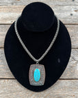 Square Fashion Turquoise Pendant Necklace