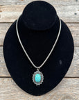 Floral Oval Fashion Turquoise Pendant Necklace