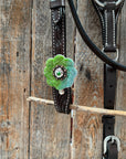 Pony Dark Oil Floral Blue and Green Rhinestone V-Browband Tack Set 