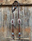 Medium Oil Floral Amethyst - Aqua One Ear- Browband Breastcollar Tack Set 