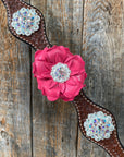 Medium Oil Basketweave Pink & AB One Ear Tack Set  