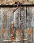 Light Oil Basketweave Turquoise and Cross One Ear Tack Set  