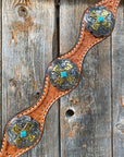 Light Oil Basketweave Turquoise and Cross One Ear Tack Set  
