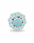 Bright Silver Turquoise - Clear Crystal Conchos | Sizes 1"- 3" | Buckles | Saddle Set | Leather Rosettes | Slide
