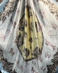 35X35" Pale Blue & Cream Floral Wild Rag / Scarf WR590