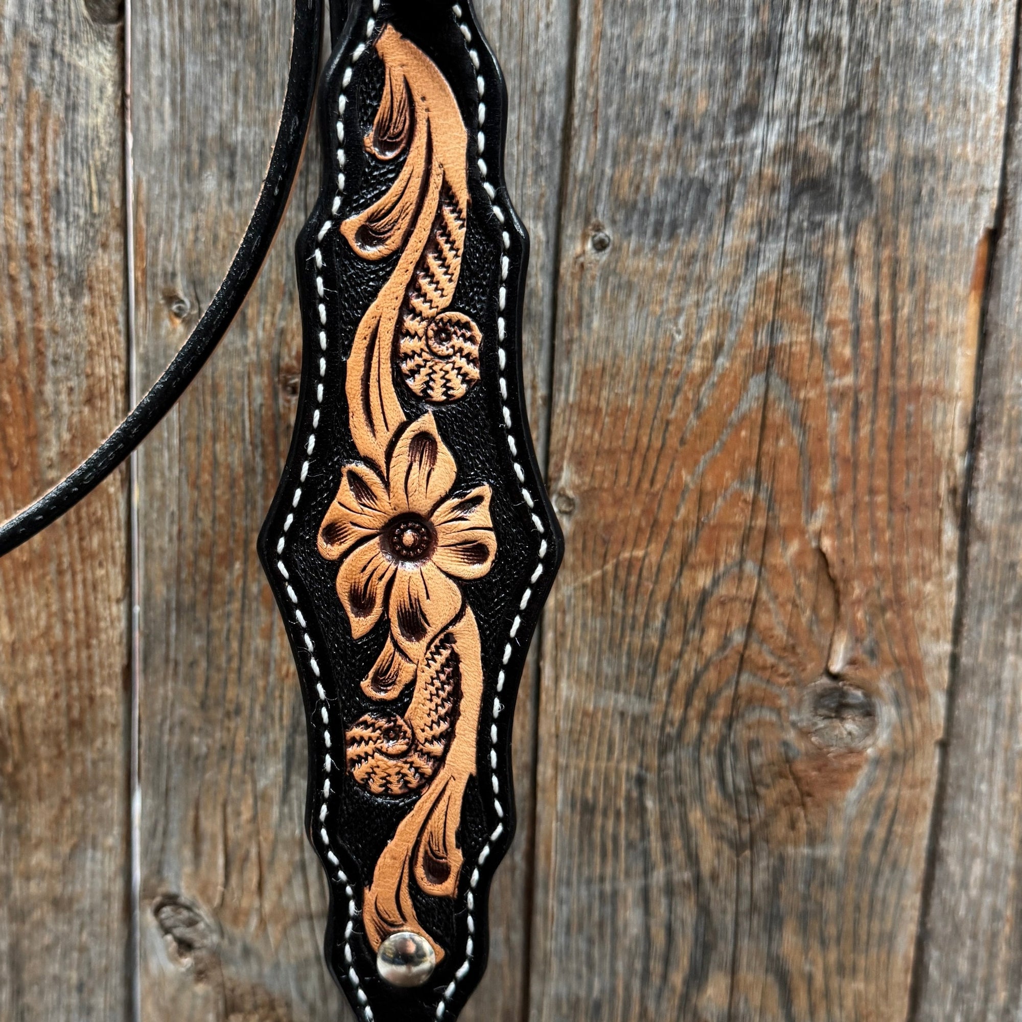 Two Tone Floral One Ear Headstall / Bridle 