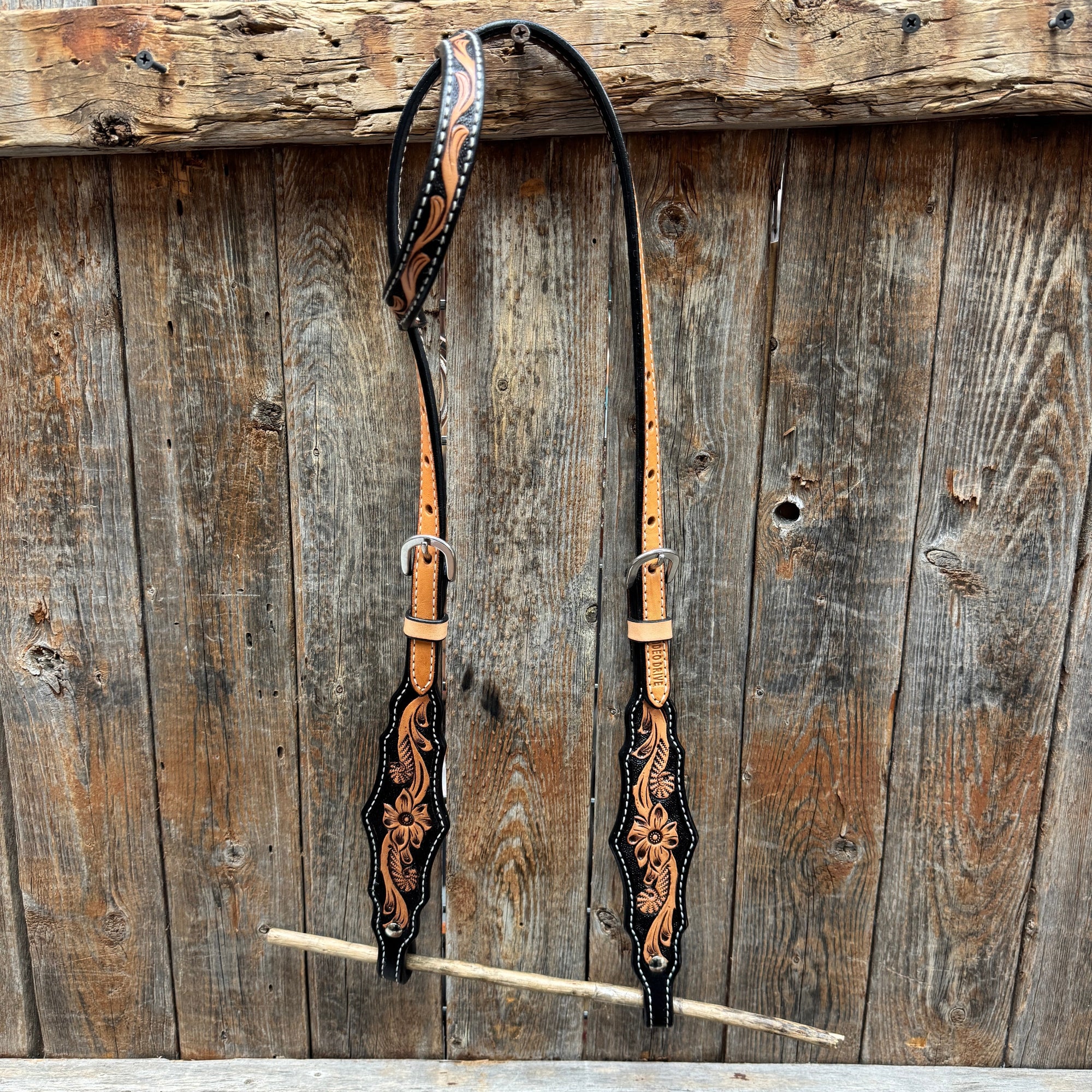 Two Tone Floral One Ear Headstall / Bridle 