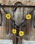 Dark Oil Floral Topaz and Turquoise One Ear/ Breastcollar Tack Set 