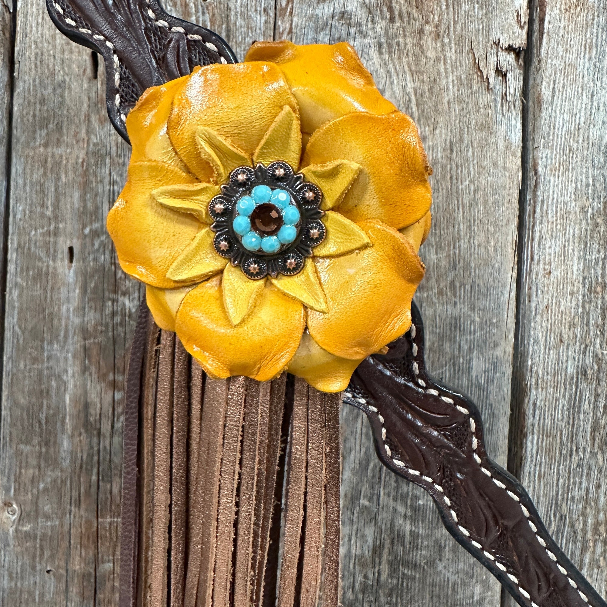 Dark Oil Floral Topaz and Turquoise One Ear/ Breastcollar Tack Set 