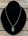 Floral Rectangle Fashion Turquoise Pendant Necklace