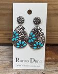 Fashion Turquoise Cluster Teardrop Earrings