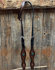 Teal Diamond and Turquoise Flower Browband / One Ear - Breastcollar Tack Set 