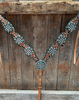 Vintage Checkered and Turquoise Browband Tack Set