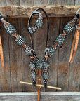 Vintage Checkered and Turquoise Browband Tack Set