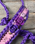 Purple Mule Tape Halter - Purple Roses 