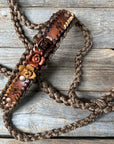 Brown Mule Tape Halter - Multi Colored Roses 