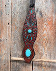 Dark Oil Hand Painted Turquoise Cabochons One Ear and Breastcollar Tack Set 