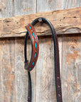 Dark Oil Hand Painted Turquoise Cabochons One Ear and Breastcollar Tack Set 