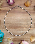 Pink Conch Heishi & 3mm Sterling Silver Pearl Necklace 20 inch