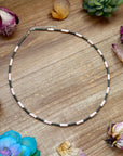 Pink Conch Heishi & 3mm Sterling Silver Pearl Necklace 20 inch